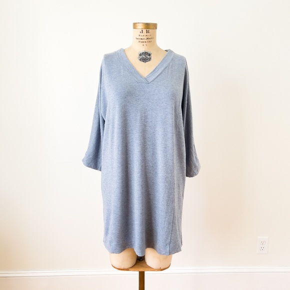 J Jill Pure Jill Tranquility Fleece Rayon Loungewear Tunic in Pale Blue - Large - Picture 1 of 10